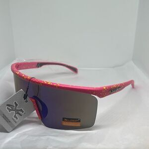 XLoop Sport Shield Sunglasses – Blue Frame, Mirrored Lens, UV400 Protection, Pol